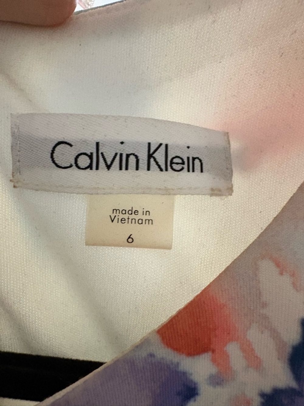 Calvin Klein White Midi Dress with Coral & Lavender Florals - Picture 3 of 3